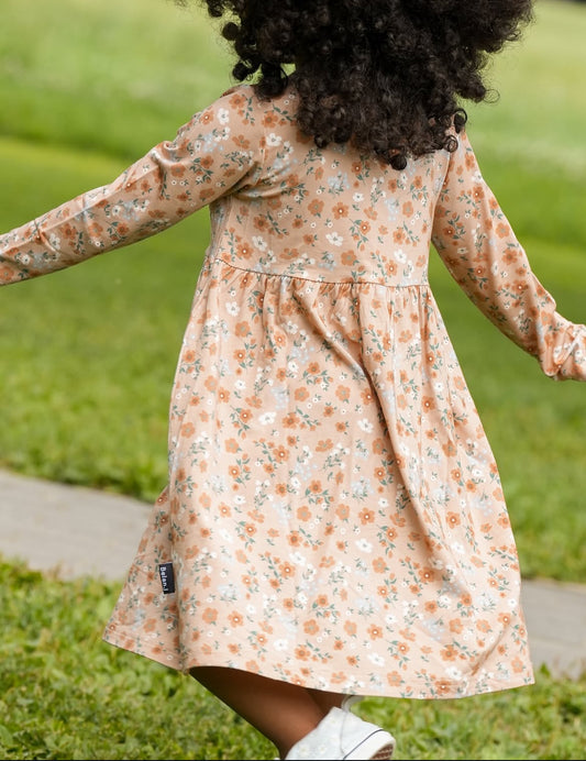 Long Sleeve Peplum Dress - Amber Garden