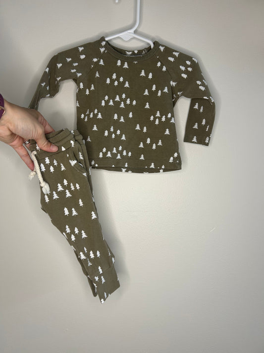 pre-loved :: 3-6M Green Trees Matching Set