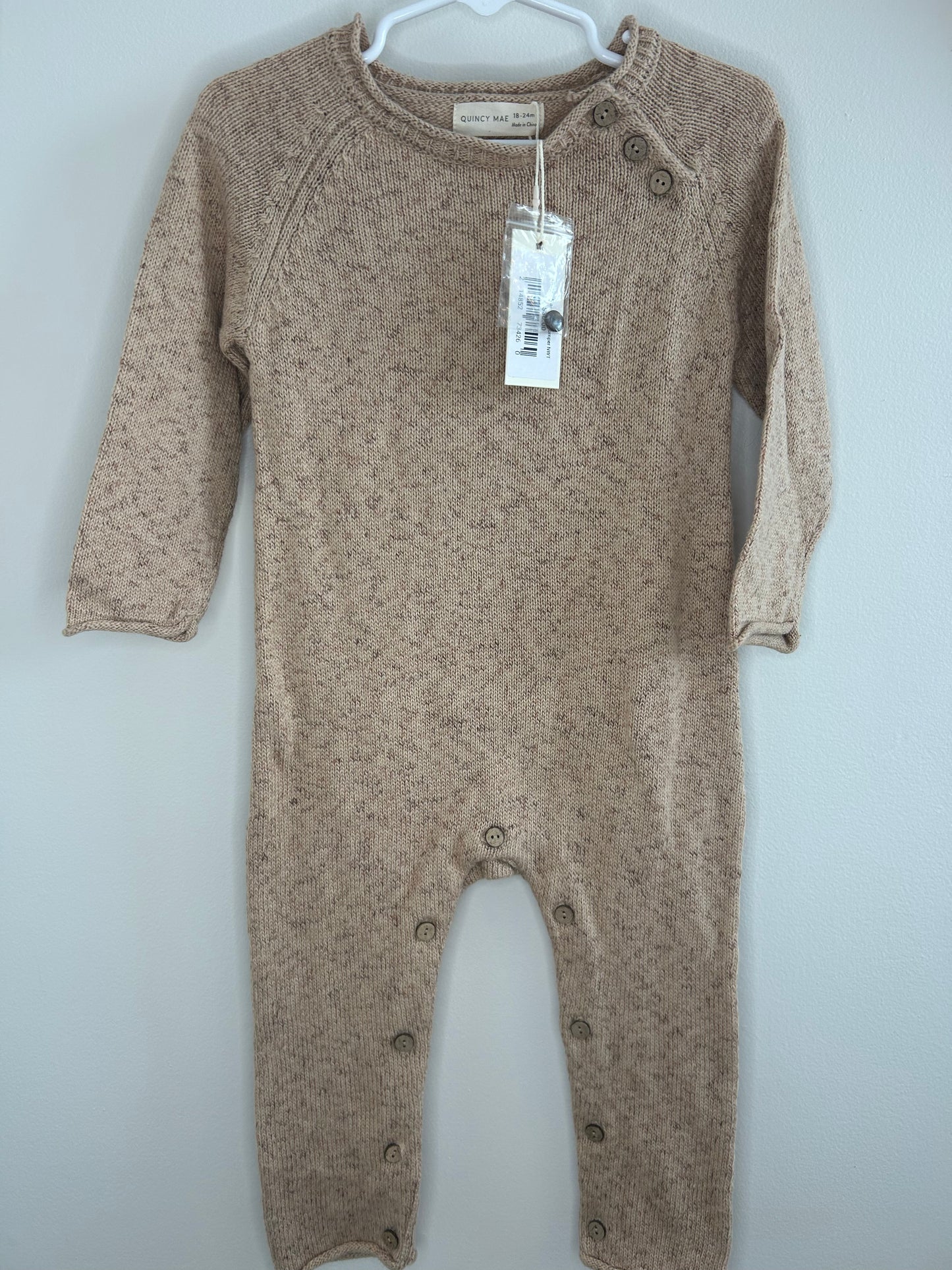 pre-loved :: 18-24M Beige Soft Knit Romper (NWT)