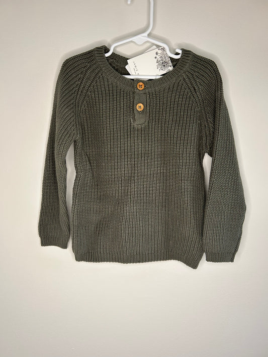 pre-loved :: 4T Green Knit Henley Sweater (NWT)