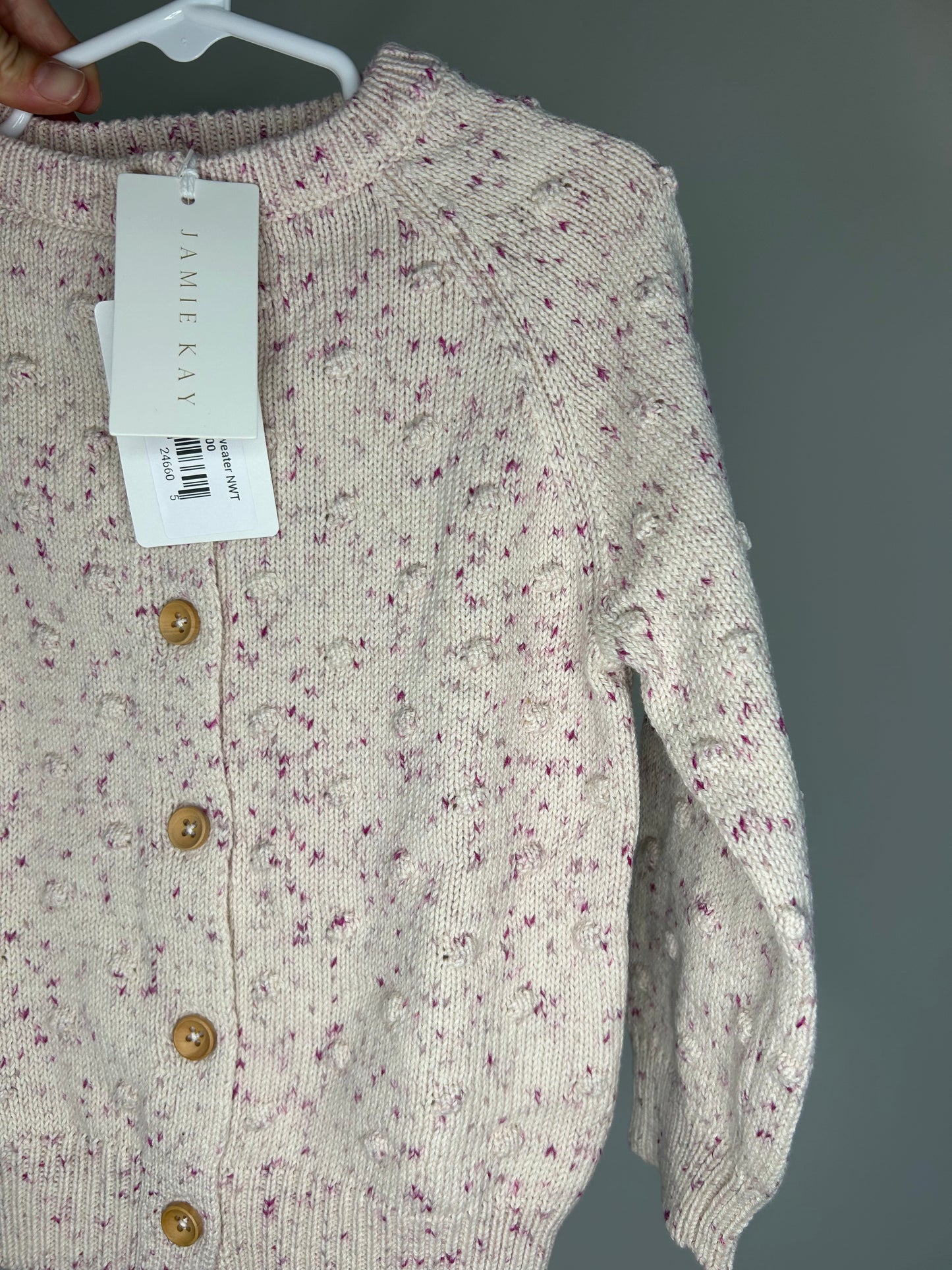pre-loved :: 4T Pink Confetti Knit Cardigan (NWT)