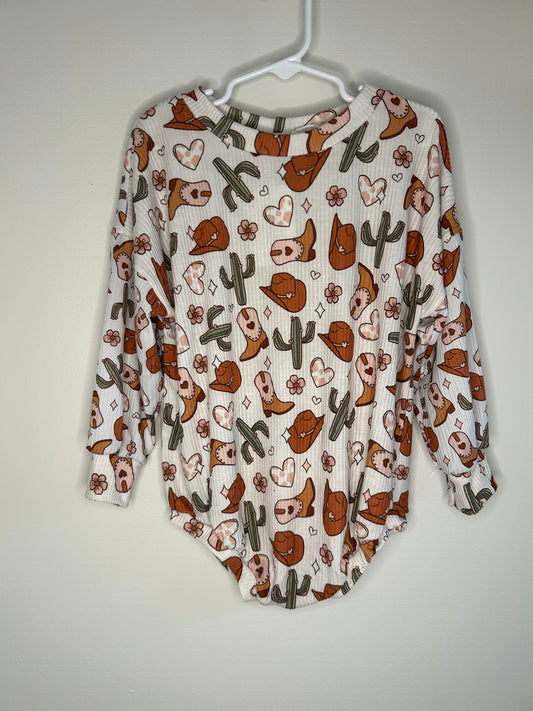 pre-loved :: 3T Western Print LS Bubble Romper