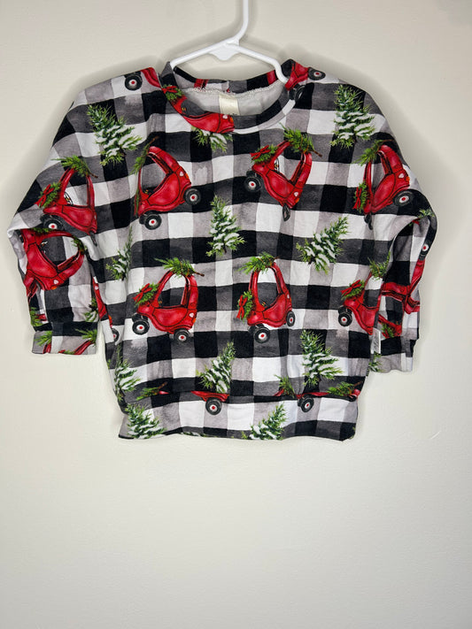 pre-loved :: 12-18M Red Car Plaid Crewneck