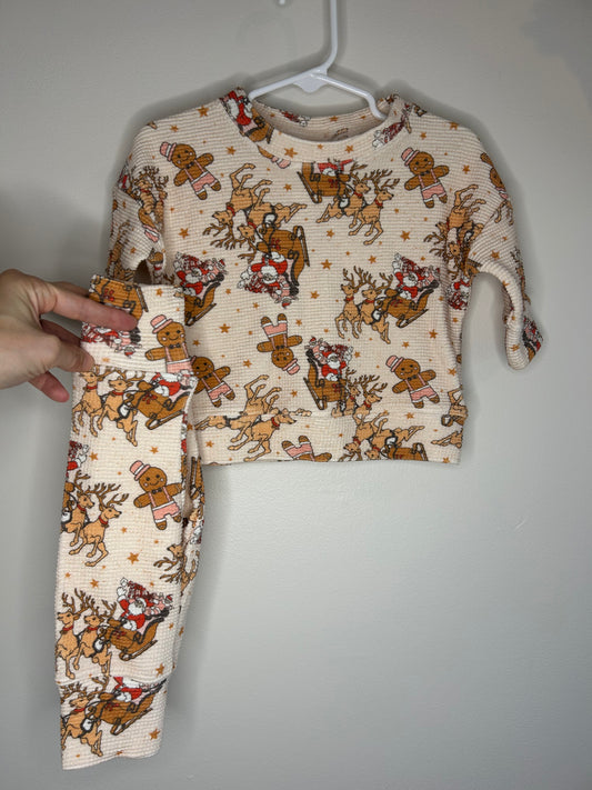 pre-loved ::  6-12M Gingerbread Christmas Waffle 2pc Set