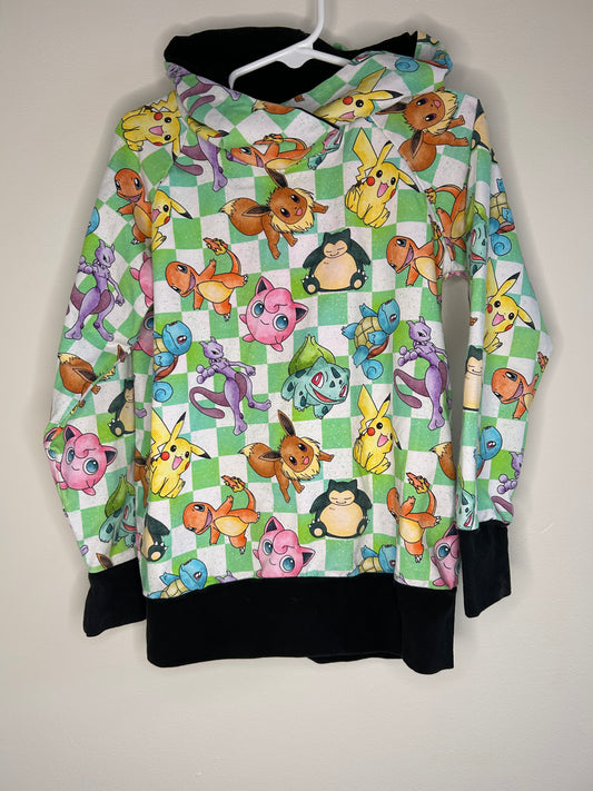pre-loved :: 5-6T Green Checkered Pokemon Hoodie