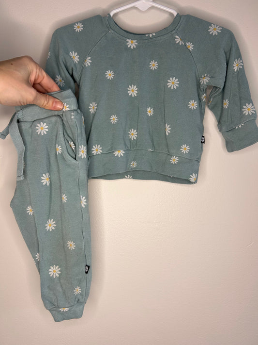pre-loved :: 12-18M Daisies Matching Set (fits small)
