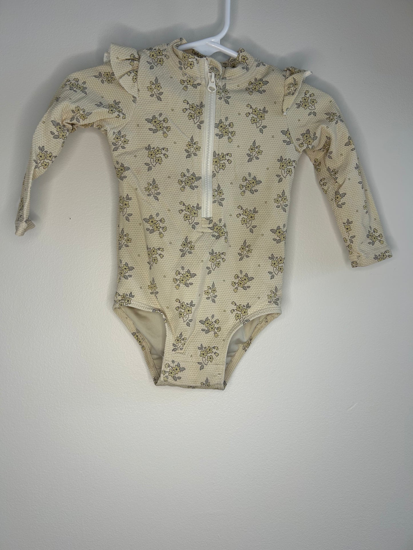pre-loved :: 6-12M Floral Ruffle Sleeve Swimsuit