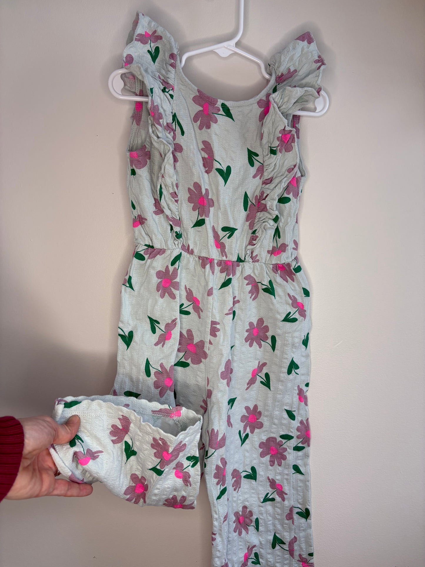 pre-loved :: 4T Blue Floral Ruffle Pant Romper