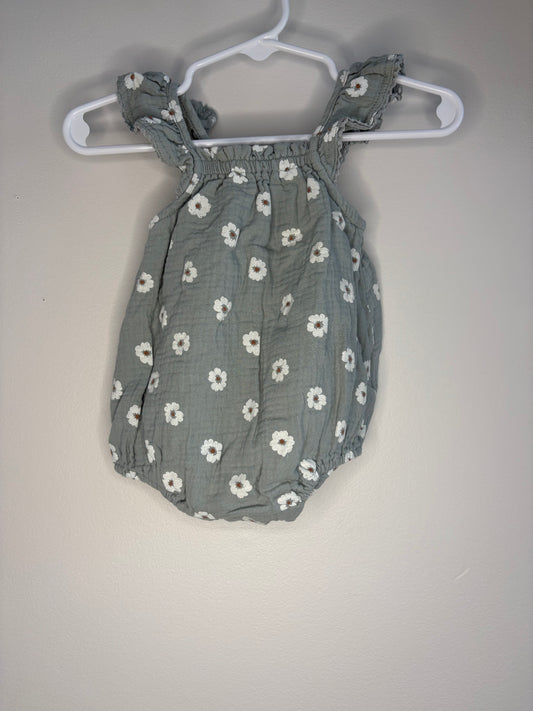 pre-loved :: 0-3M Sage Floral Short Romper
