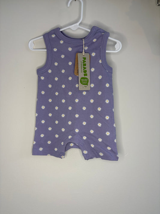 pre-loved :: 3-6M Purple Daisies Short Romper (NWT)