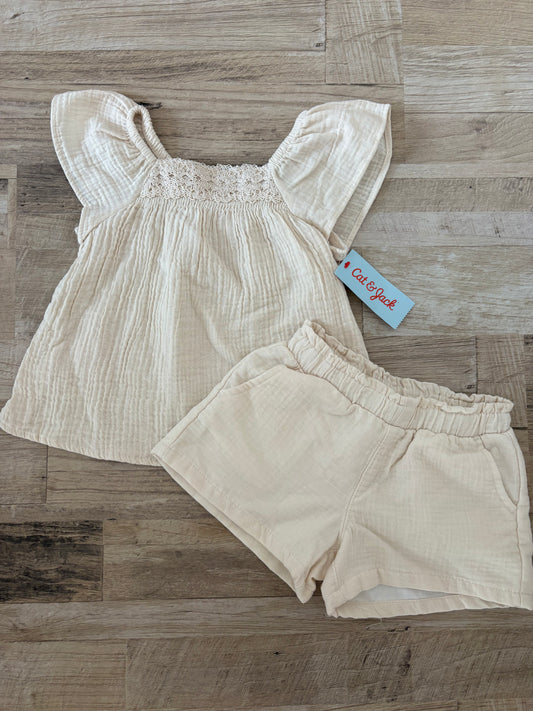 pre-loved :: 5T Neutral Muslin Short & Top Set (NWT)