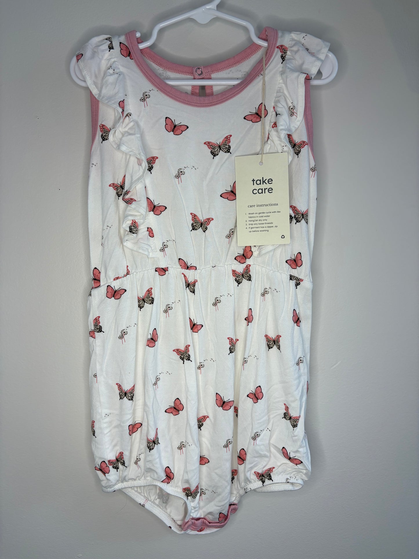 pre-loved :: 4T Butterfly Bamboo Short Romper (NWT)