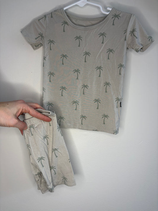 pre-loved :: 2T Neutral Palm Tree Bamboo Summer Jammies