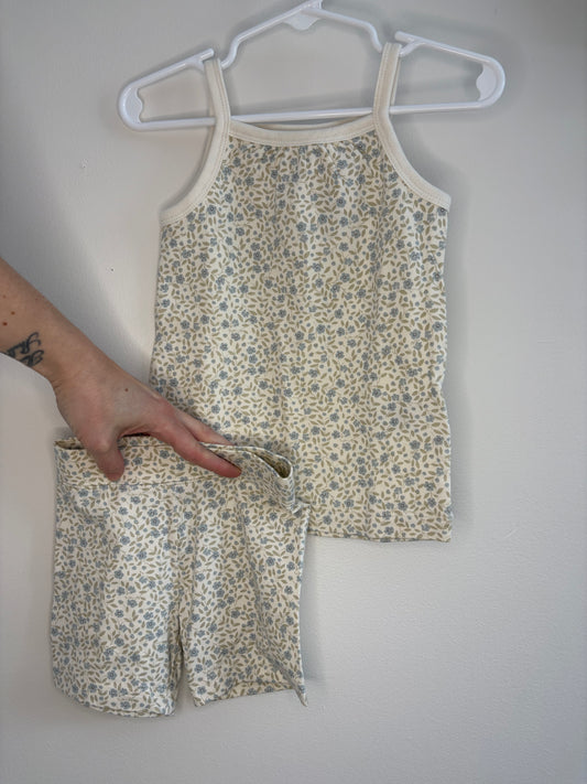 pre-loved :: 2T Neutral Floral Tank & Shorts Set (like new)