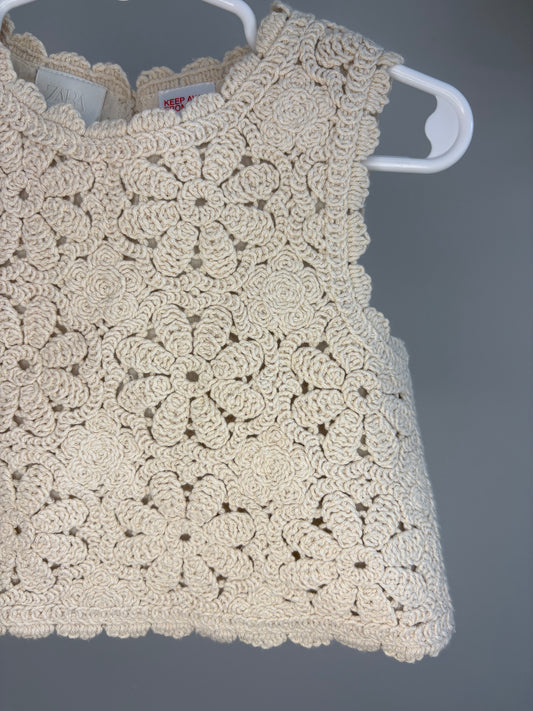 pre-loved :: 2T Beige Crochet Tank