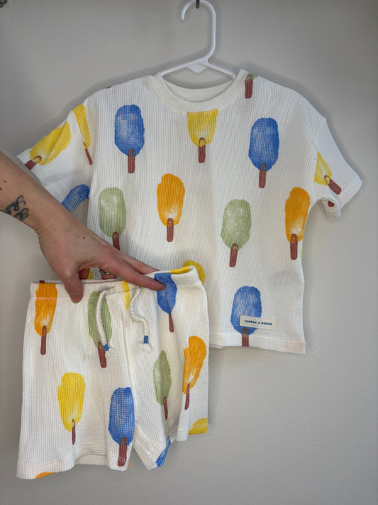 pre-loved :: 2T Popsicle Waffle Short & Top Set