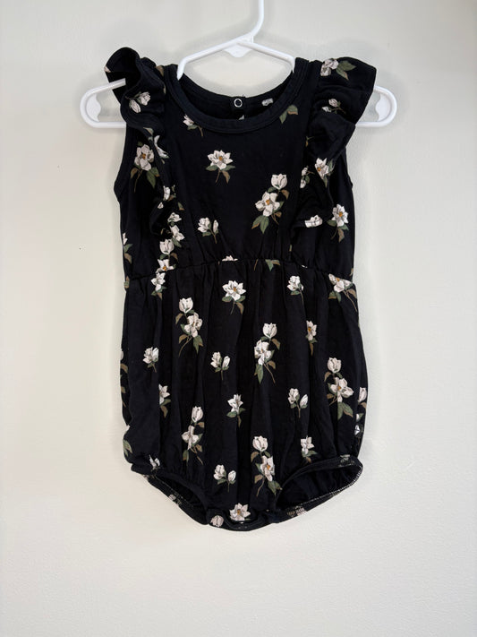 pre-loved :: 12-18M Black Floral Bamboo Short Romper