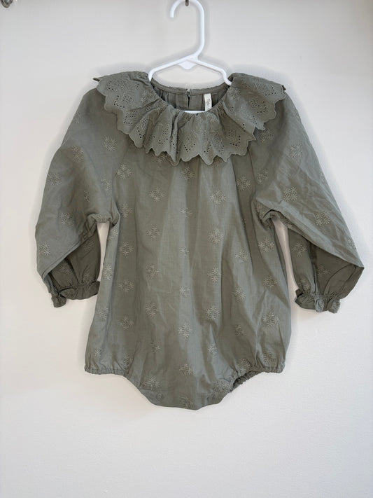 pre-loved :: 2-3T Embroidered Floral Sage Bubble Romper (GORGEOUS!)