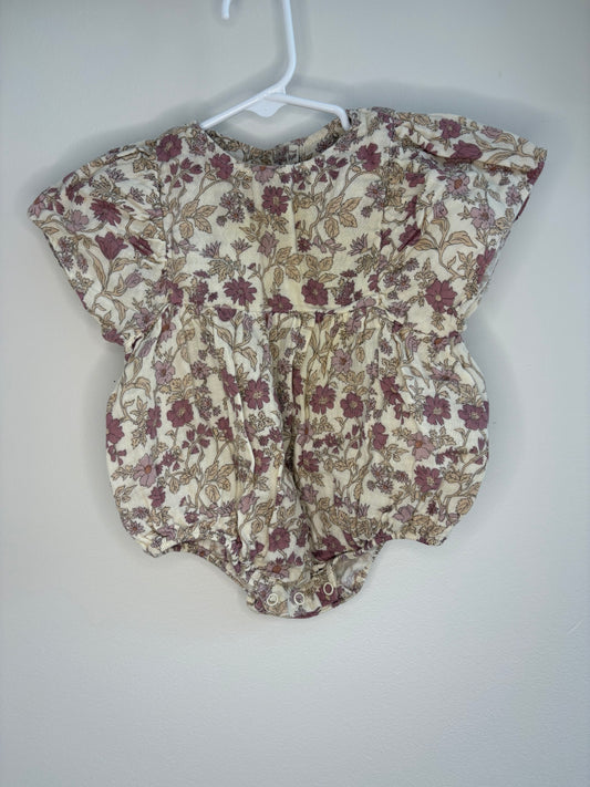 pre-loved :: 3-6M Purple Floral Muslin Short Romper