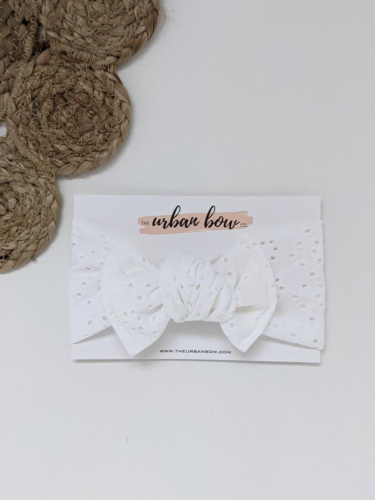Urban Bow - White Eyelet Lace
