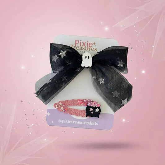 Ghost Tulle & Pink Cauldron Clip Set