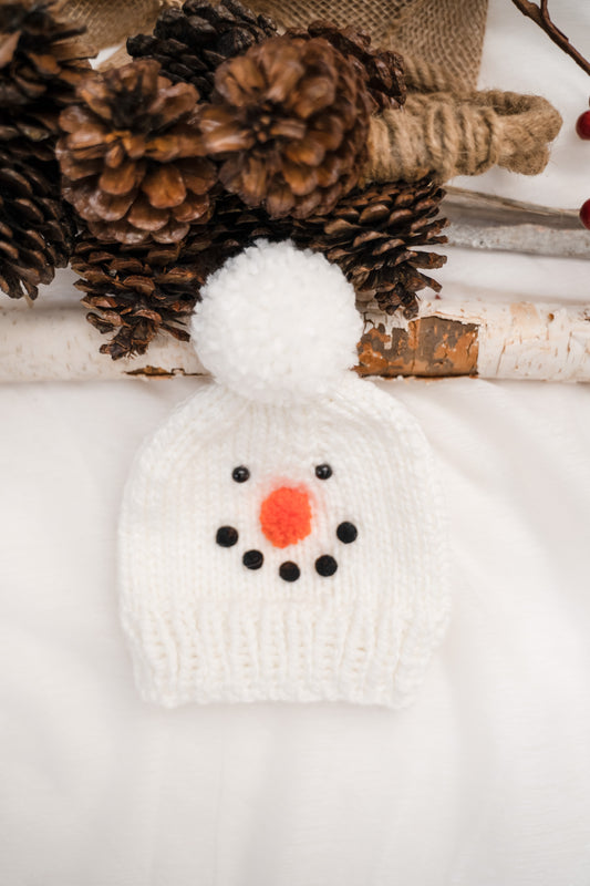 Hand Knit Snowman Hat